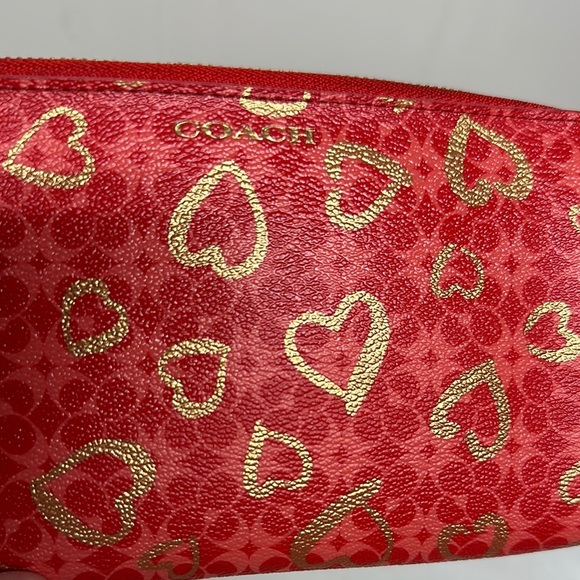 Coach Red and Gold Program Hearts Signature Clutch/ wristlet - Picture 3 of 14